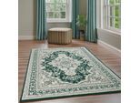Teppich OTTO HOME "Oriental, Made in Belgium", grün (dunkelgrün), B:280cm H:7mm L:365cm, Kunstfaser, Teppiche, Teppich, Orient-Optik, mit Bordüre, Teppich, Kurzflor, Weich, Kundenliebling