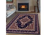 Teppich OTTO HOME "Oriental, Made in Belgium" Gr. 8, blau (dunkelblau), B:280cm H:7mm L:365cm, Kunstfaser, Teppiche, Teppich, Orient-Optik, mit Bordüre, Teppich, Kurzflor, Weich, Kundenliebling