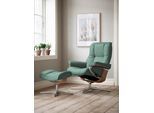 Relaxsessel STRESSLESS "Mayfair", grün (aqua grün paloma), B:83cm H:102cm T:74cm, Leder PALOMA: PALOMA ist ein durchgefärbtes Semianilin-Möbelleder mit natürlicher Narbung., Sessel, Relaxsessel, mit Cross Base, Größe S, M & L, Holzakzent Eiche