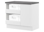Mehrzweckschrank-Set IMPULS KÜCHEN "Warschau", weiß (weiß mit schieferstruktur schwarz), B:100cm H:91,8cm T:60cm, Holzwerkstoff, Pulverlack, Kastenmöbel-Sets, Vielfältige Varianten verfügbar; kombinierbar mit anderen Artikeln