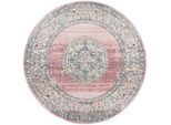 Teppich THE CARPET "Palma Orient", pink, H:4mm Ø:120cm, Polypropylen, Teppiche, Teppich, Outdoor moderner robuster In und Outdoor Teppich