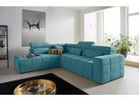 Ecksofa DOMO COLLECTION "BRANDON L-Form, auch in Leder", blau (türkis), B:275cm H:80cm T:228cm, Sofas, Ecksofa, inklusive Kopfteilverstellung, wahlweise mit Sitztiefenverstellung
