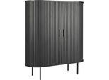 Kommode MÖBILIA, schwarz, B:100cm H:118cm T:40cm, Melamin, Metall, Sideboards, Kommode, 2 Schiebetüren