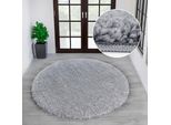 Teppich OTTO HOME "Shaggy 30" Gr. 9, grau (hellgrau), H:30mm Ø:140cm, Kunstfaser, Teppiche, Teppich, Teppich in Uni-Farben, besonders weich und kuschelig, Wohnzimmer