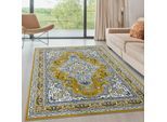 Teppich OTTO HOME "Oriental, Made in Belgium" Gr. 6, gelb, B:190cm H:7mm L:280cm, Kunstfaser, Teppiche, Teppich, Orient-Optik, mit Bordüre, Teppich, Kurzflor, Weich, Kundenliebling