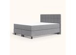 Emma Classic Boxspringbett V2 200x200 cm - hellgrau - Füße Holz - Kopfteil klassisch