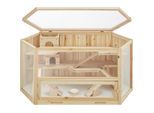 tectake® Hamsterkäfig, aus Holz, aufklappbares Dachgitter, 115 x 60 x 58 cm