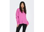 V-Ausschnitt-Pullover ONLY "ONLCAMILLA V-NECK L/S PULLOVER KNT NOOS", Damen, Gr. XL, pink (super pink detail:melange), Strick, Obermaterial: 74% Polyacryl, 24% Polyester, 2% Elasthan, meliert, regular fit normal, V-Ausschnitt, Strickbündchen, Pullover, Materialmix, regular fit