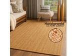 Teppich "Lola", beige (natur), B:120cm H:10mm L:170cm, Jute, MYFLAIR MÖBEL & ACCESSOIRES, Teppiche, Teppich, Juteteppich, Wendeteppich, handgeflochten, 100% Naturfaser, Boho-Style