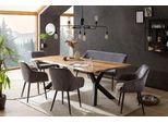 Eckbankgruppe SALESFEVER "Eckbankgruppe im Landhausstil", grau (grau, natur, schwarz, schwarz), B:200cm H:76,5cm T:100cm, Massivholz, Metall, Polyester, Sitzmöbel-Sets, Eckbankgruppe, Rückenfläche mit aufwändiger Rautensteppung