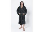 Unisex-Bademantel OTTO HOME "Lillou, ideal für Sauna & Spa, Hotelbademantel, Morgenmantel" Gr. XXXL, grau (anthrazit), L:125cm, Microfaser, Hausmäntel, Unisex-Bademantel, kuschelig weicher Fleece, plüsch, für Damen und Herren, XS-3XL