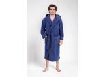 Unisex-Bademantel OTTO HOME "Lillou, ideal für Sauna & Spa, Hotelbademantel, Morgenmantel" Gr. S, blau (dunkelblau), L:120cm, Microfaser, Hausmäntel, Unisex-Bademantel, kuschelig weicher Fleece, plüsch, für Damen und Herren, XS-3XL