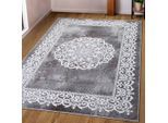 Teppich OTTO HOME "Dafna" Gr. 1, grau, B:60cm H:9mm L:90cm, Kunstfaser, Teppiche, Teppich, Orient-Optik, Vintage Design, Kurzflor, pflegeleicht, dezenter Glanz