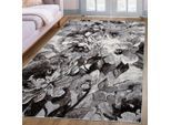 Teppich OTTO HOME "Almrose" Gr. 3, grau, B:120cm H:9mm L:180cm, Kunstfaser, Teppiche, Teppich, mit besonders weichem Flor, Blumen Muster, florales Design, Kurzflor