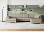 Wohnlandschaft DOMO COLLECTION "FRANZI optional mit Bettfunktion, Bettkasten & Kopfteilverstellung", braun (schlamm), B:352cm H:81cm T:214cm, Flachgewebe (100% Polyester);Chenille (100% Polyester), Sofas, Wohnlandschaft, U-Form, Recamiere links, schlamm, B/T: 352/214 cm