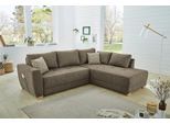 Ecksofa JOCKENHÖFER GRUPPE "Luzern L-Form, B: 254 cm", braun, B:254cm H:87cm T:208cm, Luxus-Microfaser (100% Polyester), Sofas, Ecksofa, mit Bettfunktion, Bettkasten, seitl. Tasche & Zierkissen