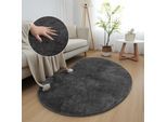 Teppich OTTO HOME "Cali Bean" Gr. 72, grau (anthrazit), B:120cm H:16mm L:180cm, Kunstfaser, Teppiche, Teppich, besondere Form, Uni, weich, waschbar, Wohnzimmer, Schlafzimmer