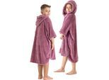 Badeponcho OTTO HOME "Lillou, für Kinder, ideal für Urlaub oder im Schwimmbad" Gr. 152, rosa (mauve), 152/164, Microfaser, Hausmäntel, Badeponcho, weich und kuschelig, Fleece, plüsch, Surfponcho