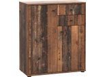 Kommode FORTE "Tempra, Kommode, 2 Türen, 2 Schubkästen, viel Stauraum", braun (old wood vintage), B:73,7cm H:85,5cm T:34,8cm, Sideboards, Kommode, Breite 73,7 cm