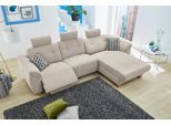 Ecksofa JOCKENHÖFER GRUPPE "Savona L-Form, B: 299 cm", beige, B:299cm H:105cm T:105cm, Luxus-Microfaser (92% Polyester, 8% Nylon);Zierkissen: (100% Polyester), Sofas, Ecksofa, mit elektr. Relaxfunktion, USB, 2 Zierkissen & 3 Kopfstützen