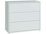 Kommode FORTE "Alice Springs, Kommode, 3 Schubkästen B/H/T 94,8/83,1/41,5", weiß (secret grau), B:94,8cm H:83,1cm T:41,5cm, Holzwerkstoff, Sideboards, Kommode, Schubkästen mit Vollauszug, grifflos,Push to open