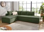Ecksofa JOCKENHÖFER GRUPPE "Madrid L-Form, B: 306 cm, Liegefl. 180x200 cm, Dauerschläfer", grün, B:306cm T:106cm, Korpus: 100% Polyester;Kissen: 100% Polyester, Sofas, Ecksofa, mit Bettfuntkion, Bettkasten, Topper & Regal, Boxspringbettaufbau