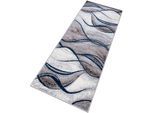 Läufer OTTO HOME "Tritom" Gr. 12, blau, B:80cm H:9mm L:300cm, Kunstfaser, Teppiche, Läufer, mit besonders weichem Flor, Kurzflor, modernes Wellen Muster