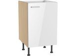 Spülenschrank KOCHSTATION "KS-Lucy", weiß (weiß glanz, eiche hell), B:50cm H:87cm T:58,1cm, Schränke, Spülenschrank, Breite 50 cm, mit 1 Tür, höhenverstellbare Füße, Soft-Close