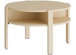 Beistelltisch FORTE "Tobago, runder Couchtisch mit 4 Ablagefächern, B/H/T 74,4/45,5/74,4 cm", beige (gelb), B:74,4cm H:45,5cm T:74,4cm, Tische, Beistelltisch, Durchmesser ca. 74,5 cm
