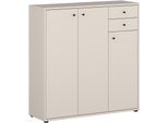 Kommode FORTE "Tempra, Kommode, 3 Türen, 2 Schubkästen, viel Stauraum", beige (kashmir beige), B:108,8cm H:111,1cm T:34,8cm, Sideboards, Kommode, B/H/T 108,8/111,1/34,8 cm