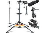 KESSER® Fahrradmontageständer Profi Reparaturständer Fahrradständer + Tasche Fahrradreparaturständer bis 30 kg Fahrrad Montageständer inkl. Werkzeugschale + Magnetfach, 360° drehbar Mountainbike