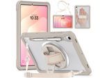 Für Samsung Galaxy Tab S11 360 Grad Rotation Heavy Hybrid Hülle Beige