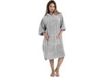 Badeponcho OTTO HOME "Lillou, Surfponcho ideal für Sauna, Spa & im Urlaub" Gr. L, grau, L:120cm, Microfaser, Hausmäntel, Badeponcho, weich und kuschelig, plüsch, Fleece, Unisex, für Damen und Herren