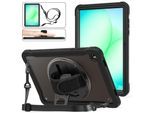 Für Samsung Galaxy Tab A11 Plus 360 Grad Rotation Hybrid Hülle Schwarz