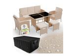 Juskys Polyrattan Gartenmöbel Sitzgruppe Turin Set 6 teilig inkl. Abdeckung - Outdoor Möbel mit Tisch – Lounge Creme