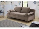 Schlafsofa JOCKENHÖFER GRUPPE "Jano, B: 202 cm, Liegefl. 144x200 cm", grau (taupe), B:202cm T:103cm, Sofas, Schlafsofa, mit Bettfunktion, Bettkasten, Armteilverstellung & 1 Zierkissen