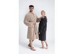 Unisex-Bademantel OTTO HOME "Lillou Kimono, ideal für Sauna & Spa, Hotelbademantel, Morgenmantel" Gr. XXL, beige (sand), L:115cm, Microfaser, Hausmäntel, Unisex-Bademantel, kuschelig weicher Fleece, plüsch, für Damen und Herren, XS-3XL