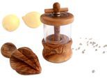 Kräutermühle OLIVENHOLZ-ERLEBEN "und Zitronenpresse aus naturbelassenem Olivenholz", braun, Küchenmühlen, Kräutermühle, Mühle mit Funktion für grobes/feines Mahlen, Presse leicht zu nutzen