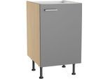 Spülenschrank KOCHSTATION "KS-Lucy", grau (basaltgrau, eiche hell), B:50cm H:87cm T:58,1cm, Schränke, Spülenschrank, Breite 50 cm, mit 1 Tür, höhenverstellbare Füße, Soft-Close