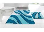 Badematte OTTO HOME "Anna, Badvorleger, Badezimmer Teppich" Gr. 4, blau (petrol, türkis), H:16mm, Polyester, Badematten, Badematte, Badteppich, Hoch Tief Effekt, Modern, Weich, Wellen