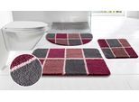 Badematte OTTO HOME "Anna mit Kachelmuster, Badvorleger, Badezimmer Teppich, Duschvorleger" Gr. 5, lila (beere), H:20mm, Polyester, Badematten, Badematte, Badteppich, Hoch-Tief Effekt, Modern, Weich