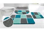 Badematte OTTO HOME "Anna mit Kachelmuster, Badvorleger, Badezimmer Teppich, Duschvorleger" Gr. 4, blau, H:20mm, Polyester, Badematten, Badematte, Badteppich, Hoch-Tief Effekt, Modern, Weich