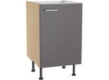 Spülenschrank KOCHSTATION "KS-Lucy", grau (anthrazit, eiche hell), B:50cm H:87cm T:58,1cm, Schränke, Spülenschrank, Breite 50 cm, mit 1 Tür, höhenverstellbare Füße, Soft-Close
