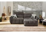 Ecksofa JOCKENHÖFER GRUPPE "Zoom L-Form, B: 263 cm, mit 60 cm elektr. Sitztiefenverstellung", grau (grau 423, 09), B:263cm T:190cm, Korpus: 100% Polyester;Zierkissen: 50% Polyester, 50% Baumwolle, Sofas, Ecksofa, 140kg Belastbarkeit, USB-Anschluss, Kopfteilverstellung & Zierkissen