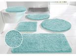 Badematte OTTO HOME "Inga, Badezimmer Teppich, Badvorleger" Gr. 1, blau (hellblau), H:20mm, Polyester, Badematten, Badematte, Badteppich, unifarben, weich, als halbrund und rechteckig erhältlich