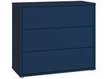Kommode FORTE "Alice Springs, Kommode, 3 Schubkästen B/H/T 94,8/83,1/41,5", blau (nachtblau), B:94,8cm H:83,1cm T:41,5cm, Holzwerkstoff, Sideboards, Kommode, Schubkästen mit Vollauszug, grifflos,Push to open