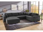 Wohnlandschaft JOCKENHÖFER GRUPPE "Brixen U-Form, B: 379 cm", grau, B:379cm H:86cm T:94cm, Microfaser (92% Polyester, 8% Nylon);Zierkissen (100% Baumwolle), Sofas, Wohnlandschaft, mit Bettfunktion, Bettkasten & Zierkissen, Topseller