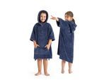 Badeponcho OTTO HOME "Lillou, für Kinder, ideal für Urlaub oder im Schwimmbad" Gr. 152, dunkelblau, 152/164, Microfaser, Hausmäntel, weich und kuschelig, Fleece, plüsch, Surfponcho