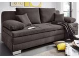 Schlafsofa JOCKENHÖFER GRUPPE "Lindau, B: 203 cm, Liegefl. 160x203 cm", grau (dunkelgrau), B:203cm H:85cm T:106cm, Luxus-Microfaser (100% Polyester), Sofas, Schlafsofa, mit Bettfunktion, Bettkasten, Zierkissen & Kaltschaumtopper