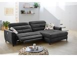 Ecksofa JOCKENHÖFER GRUPPE "Double One L-Form, B: 288 cm, 2x120 cm breite, elektr. Relaxfunktionen", schwarz, B:288cm T:105cm, Luxus-Microfaser in Lederoptik (100% Polyester), Sofas, Ecksofa, Kopfteilverstellung, USB-Anschluss & Zierkissen